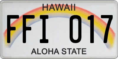 HI license plate FFI017