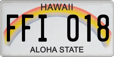 HI license plate FFI018