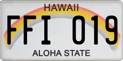 HI license plate FFI019