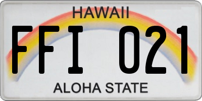 HI license plate FFI021