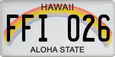 HI license plate FFI026