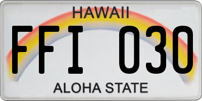 HI license plate FFI030
