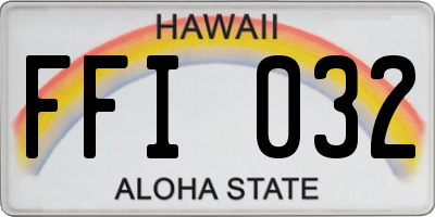 HI license plate FFI032