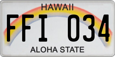 HI license plate FFI034