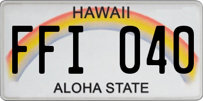 HI license plate FFI040