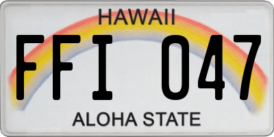 HI license plate FFI047