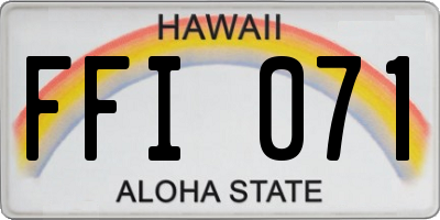 HI license plate FFI071