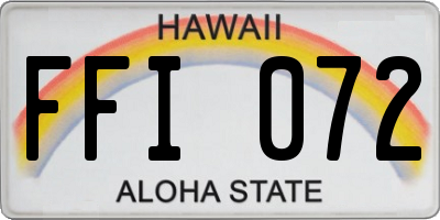 HI license plate FFI072