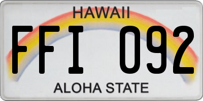HI license plate FFI092