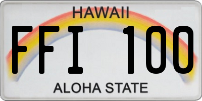 HI license plate FFI100