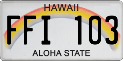 HI license plate FFI103