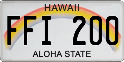 HI license plate FFI200