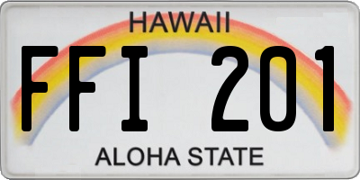 HI license plate FFI201