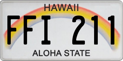 HI license plate FFI211