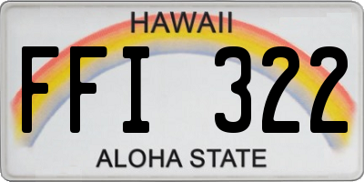 HI license plate FFI322