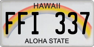 HI license plate FFI337