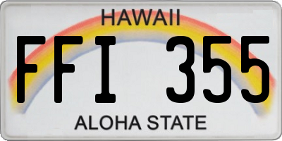 HI license plate FFI355