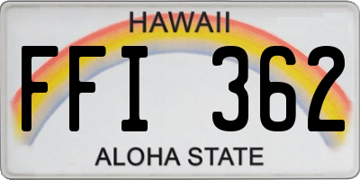 HI license plate FFI362