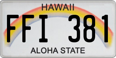 HI license plate FFI381