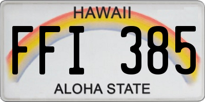 HI license plate FFI385