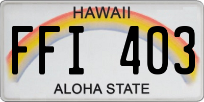 HI license plate FFI403
