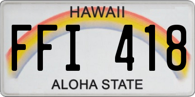 HI license plate FFI418