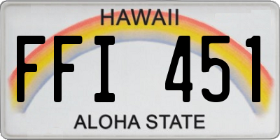 HI license plate FFI451