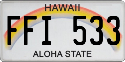 HI license plate FFI533
