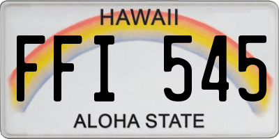 HI license plate FFI545