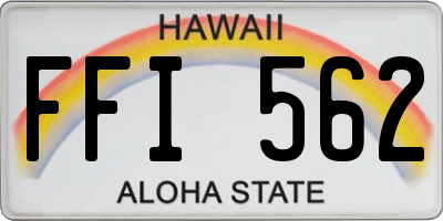 HI license plate FFI562