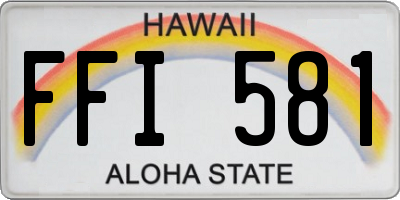 HI license plate FFI581