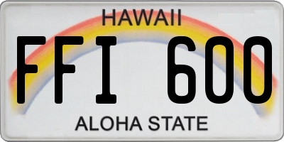 HI license plate FFI600