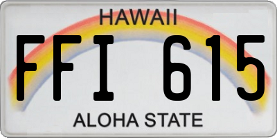 HI license plate FFI615