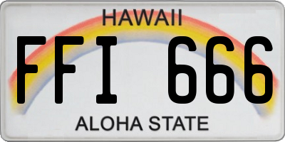 HI license plate FFI666
