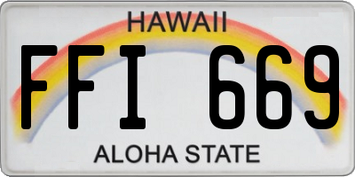HI license plate FFI669