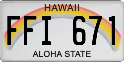 HI license plate FFI671