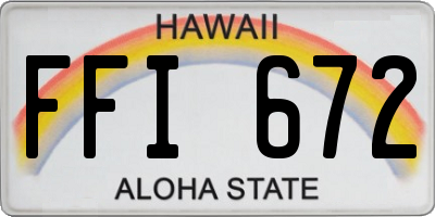 HI license plate FFI672