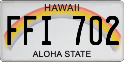 HI license plate FFI702
