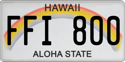HI license plate FFI800