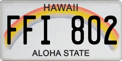 HI license plate FFI802