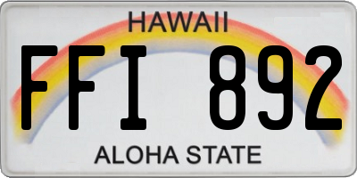 HI license plate FFI892