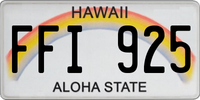 HI license plate FFI925