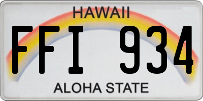 HI license plate FFI934