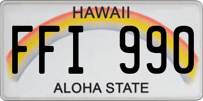 HI license plate FFI990