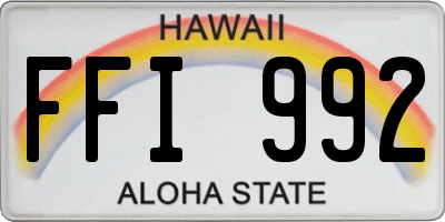 HI license plate FFI992