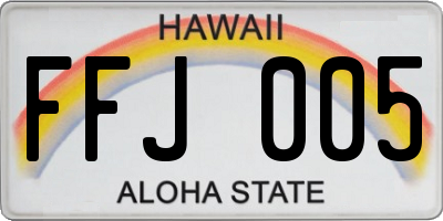 HI license plate FFJ005