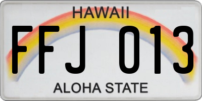 HI license plate FFJ013