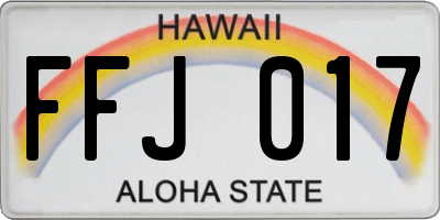 HI license plate FFJ017