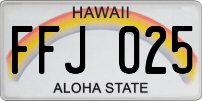 HI license plate FFJ025
