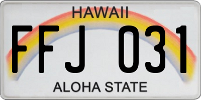 HI license plate FFJ031